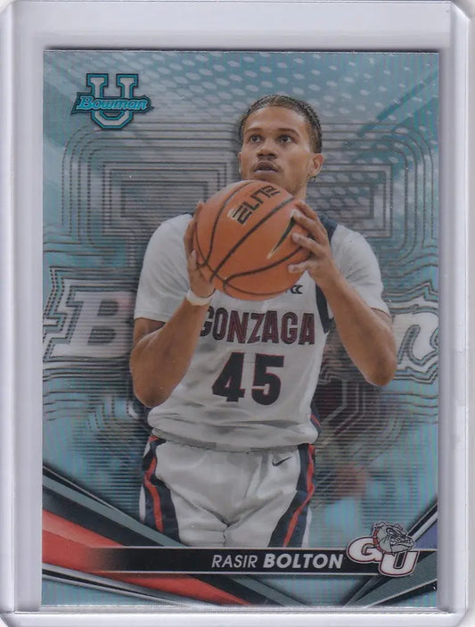 Basketball trading card of Rasir Bolton in Gonzaga jersey number 45 from Bowman University Best