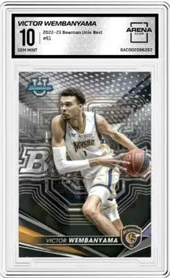 Basketball card of Victor Wembanyama from Bowman University Best 2022-23 collection