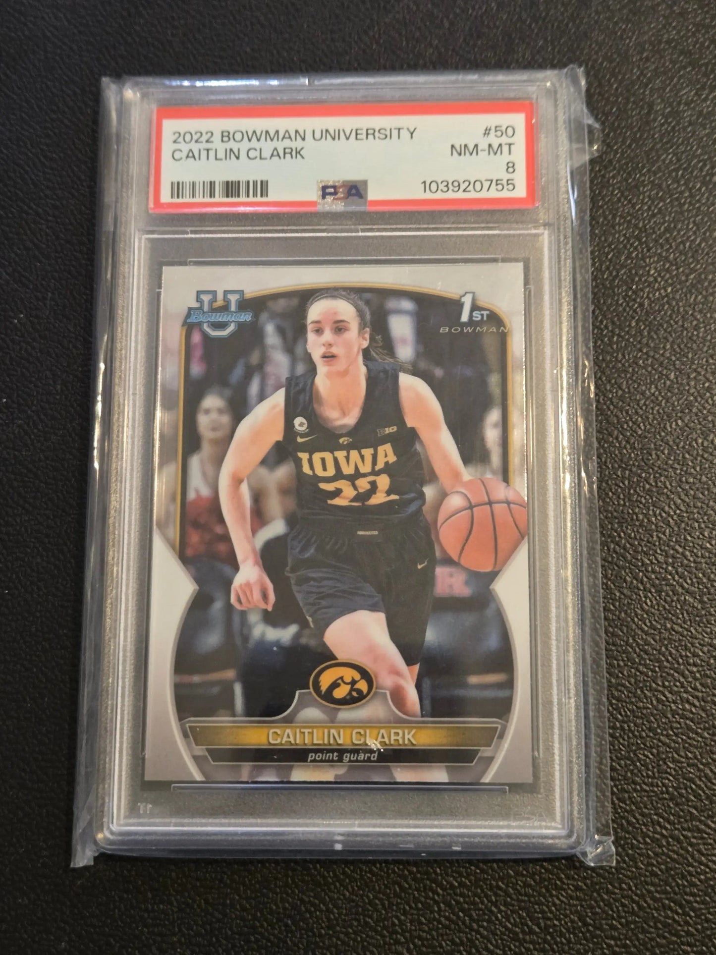Graded 2022 Bowman University Chrome Caitlin Clark basketball card PSA 8