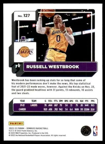 2022-23 Donruss #127 Russell Westbrook NM-MT Lakers ID:57851 - Trading Cards