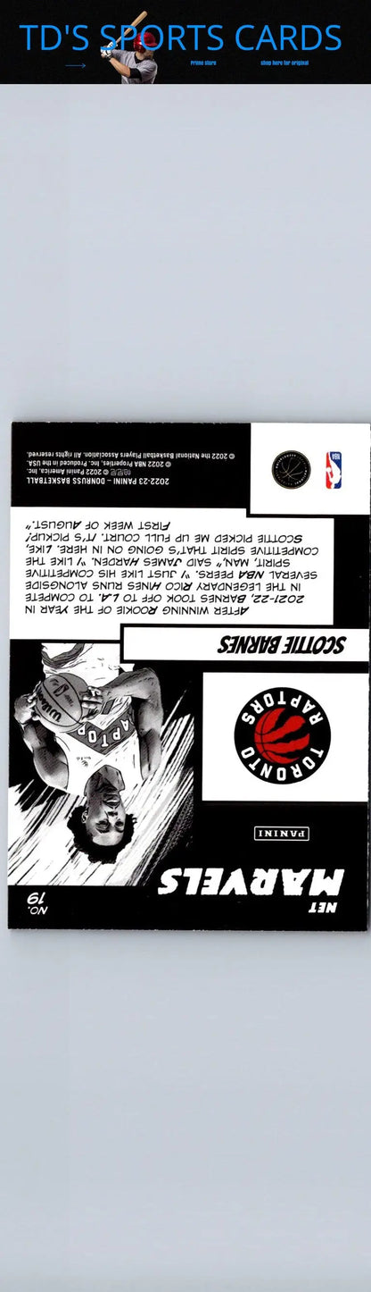 Scottie Barnes basketball card from 2022-23 Donruss Net Marvels Press Proof