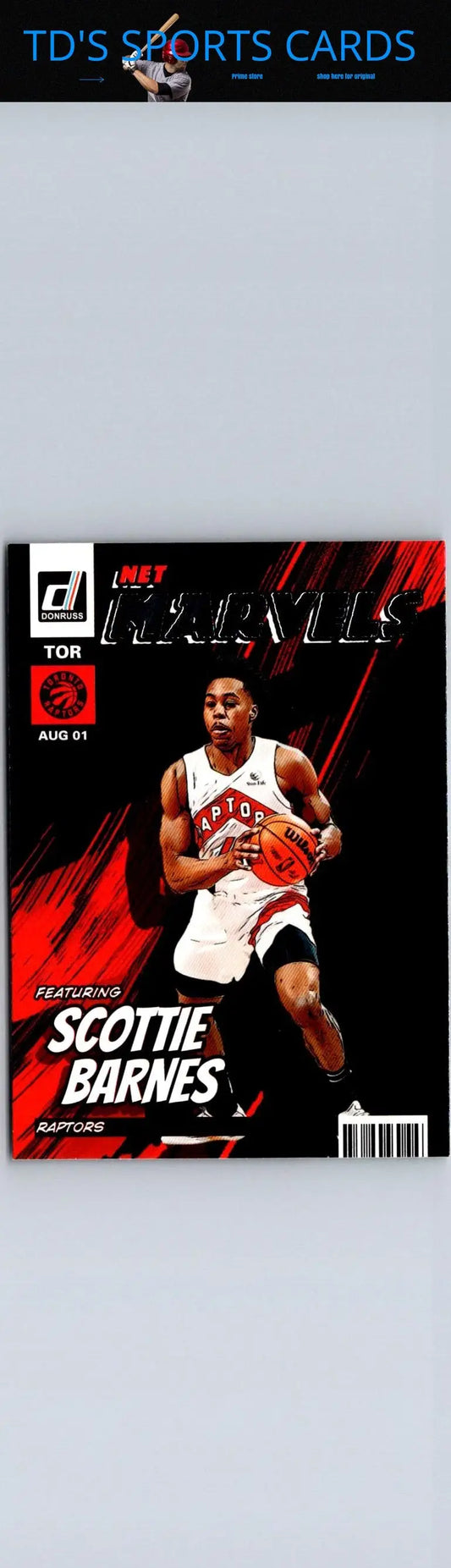 Scottie Barnes basketball card from 2022-23 Donruss Net Marvels Press Proof