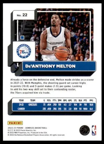 2022-23 Donruss #22 De’Anthony Melton NM-MT 76ers ID:57857 - Trading Cards