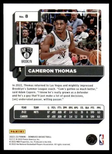 2022-23 Donruss #8 Cameron Thomas NM-MT Nets ID:57868 - Trading Cards