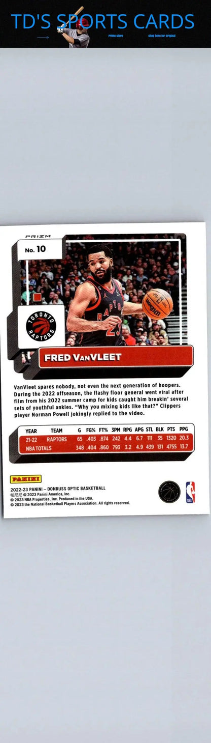 Fred VanVleet Hyper Pink card from 2022-23 Donruss Optic collection