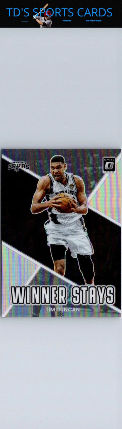 Tim Duncan basketball card from 2022-23 Donruss Optic Winner Stays Holo edition