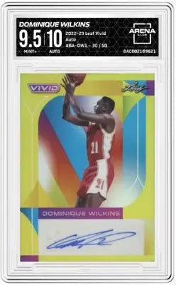Autographed Graded Dominique Wilkins basketball card from Leaf Vivid Dominique series