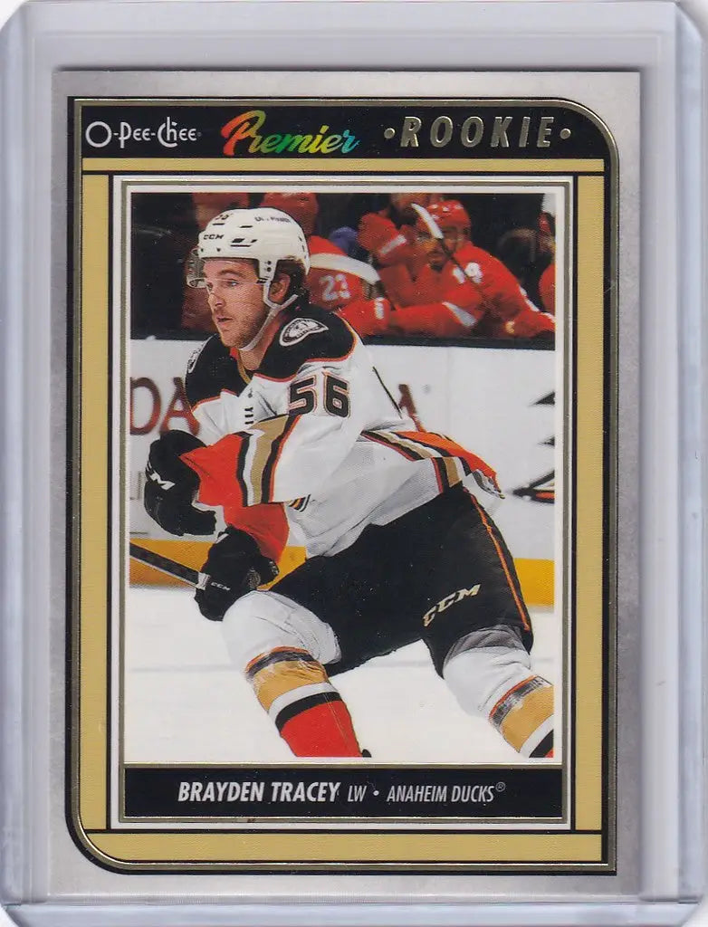 Hockey trading card of Brayden Tracey, Anaheim Ducks, from 2022-23 OPC Hockey Premier