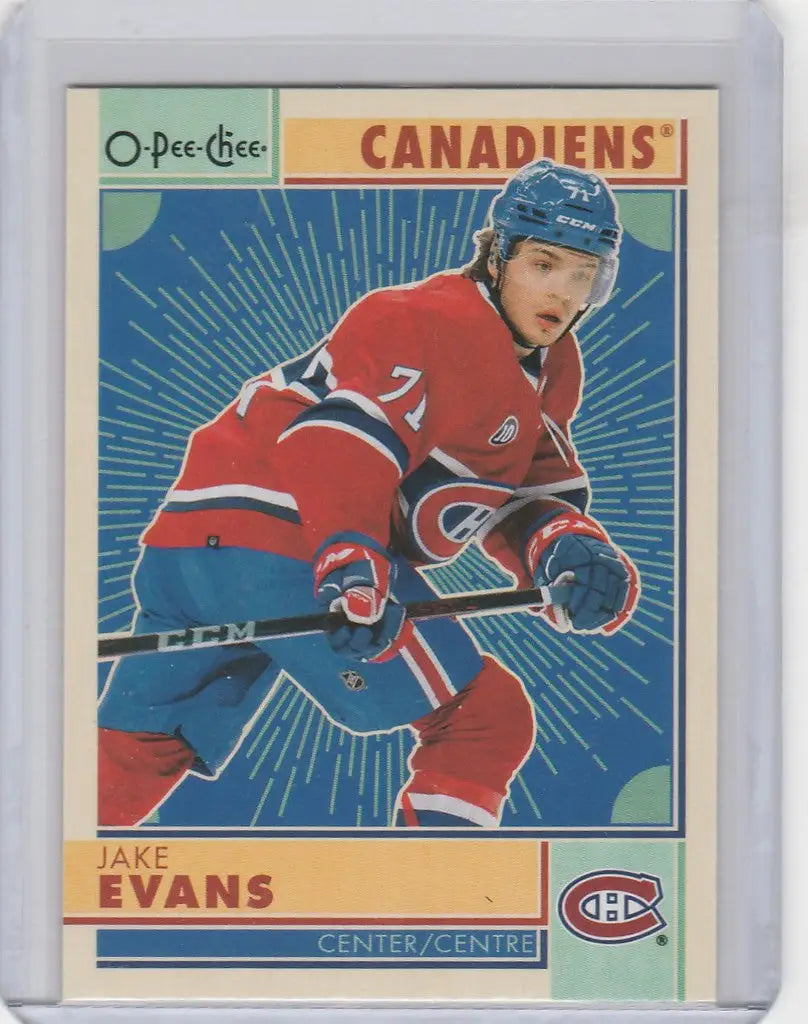 Hockey trading card of Jake Evans in action, 2022-23 OPC Hockey, Montreal Canadiens