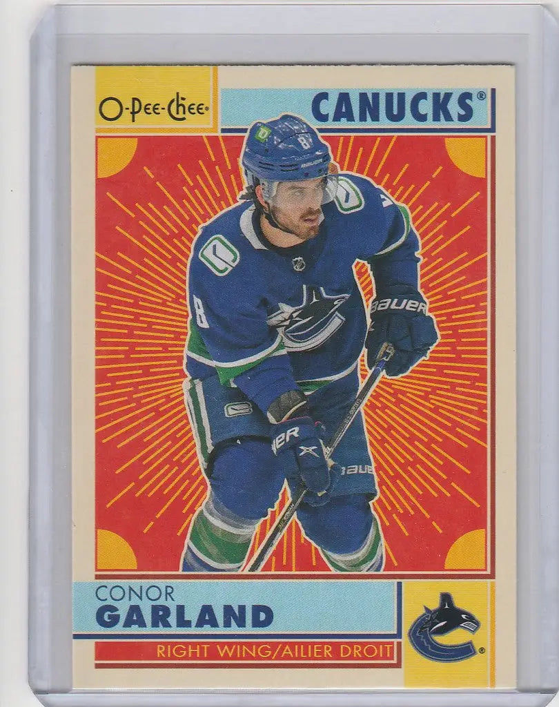 Hockey trading card of Conor Garland from Vancouver Canucks 2022-23 OPC Hockey series
