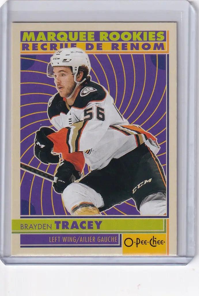 Hockey trading card of Brayden Tracey, Anaheim Ducks, from OPC Hockey Retro collection