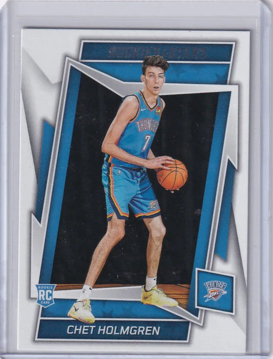 Chet Holmgren rookie basketball card in protective sleeve Oklahoma City Thunder