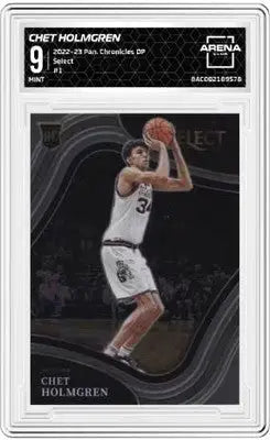 Chet Holmgren basketball card from Panini Chronicles DP featuring Chet Holmgren gameplay