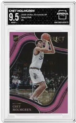 Chet Holmgren basketball card from 2022-23 Panini Chronicles DP Pink RC Arena Club