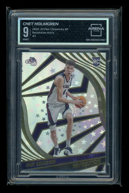 2023 Panini Chronicles Revolution Astro Chet Holmgren RC basketball card display