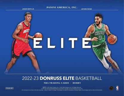 Promotional ad for 2022-23 Donruss Elite Basketball NBA trading cards hobby box