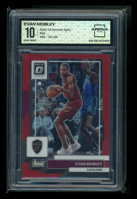Graded 2022-23 Panini Donruss Optic Evan Mobley Red basketball card 83/99