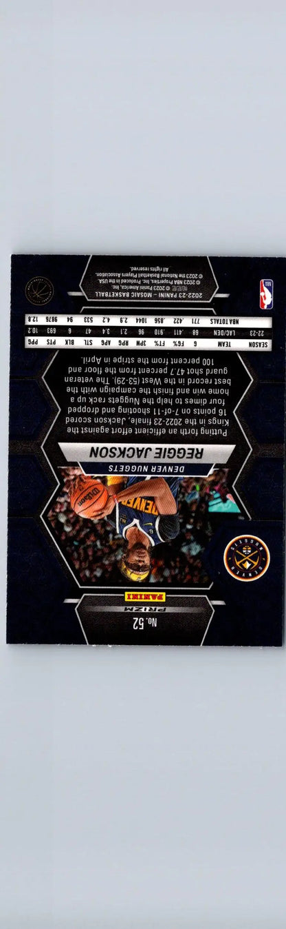 Reggie Jackson basketball card from 2022-23 Panini Mosaic series titled Jackson Silver