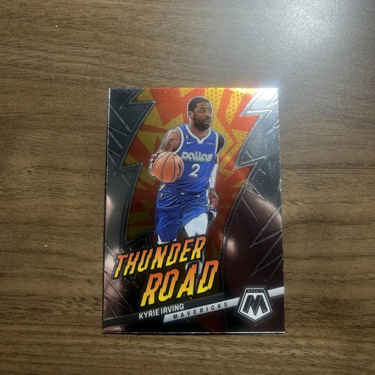 Kyrie Irving Mavericks card from 2022-23 Panini Mosaic Basketball Thunder Road #19