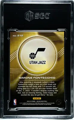Graded NBA basketball card of Simone Fontecchio from Panini Recon series with holo bronze finish