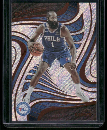 Panini Revolution James Harden basketball trading card with holographic background