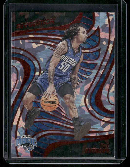 Orlando Magic Paolo Banchero basketball trading card in 2022-23 Panini Revolution featuring Cole Anthony
