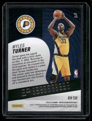 2022-23 Panini Revolution Myles Turner basketball trading card featuring year Myles Turner