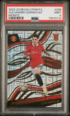 A graded 2022-23 Panini Revolution Premier League Alejandro Garnacho Infinite soccer card