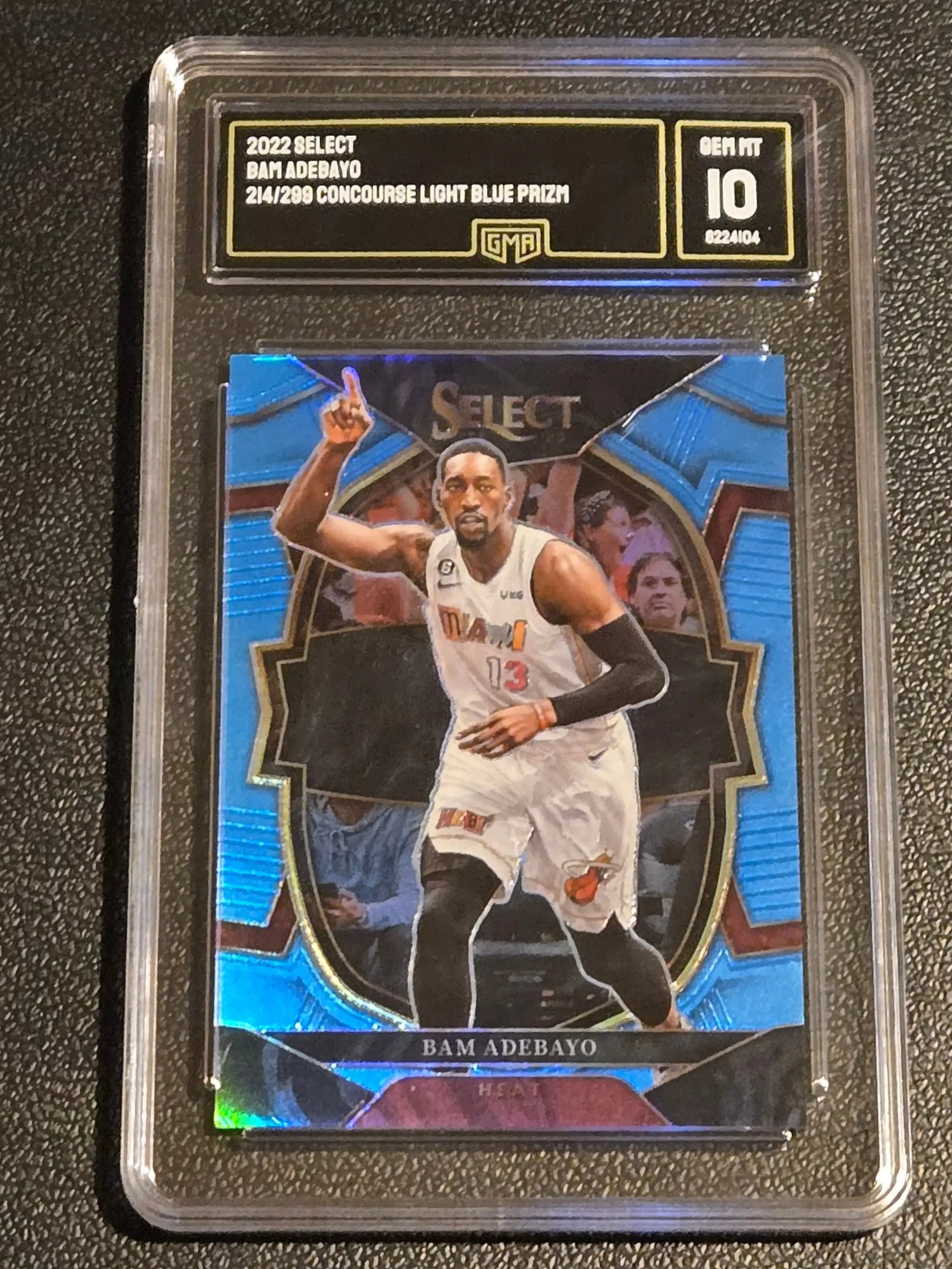 2022-23 Panini Select #57 Bam Adebayo Light Blue Prizms GMA 10 #/299