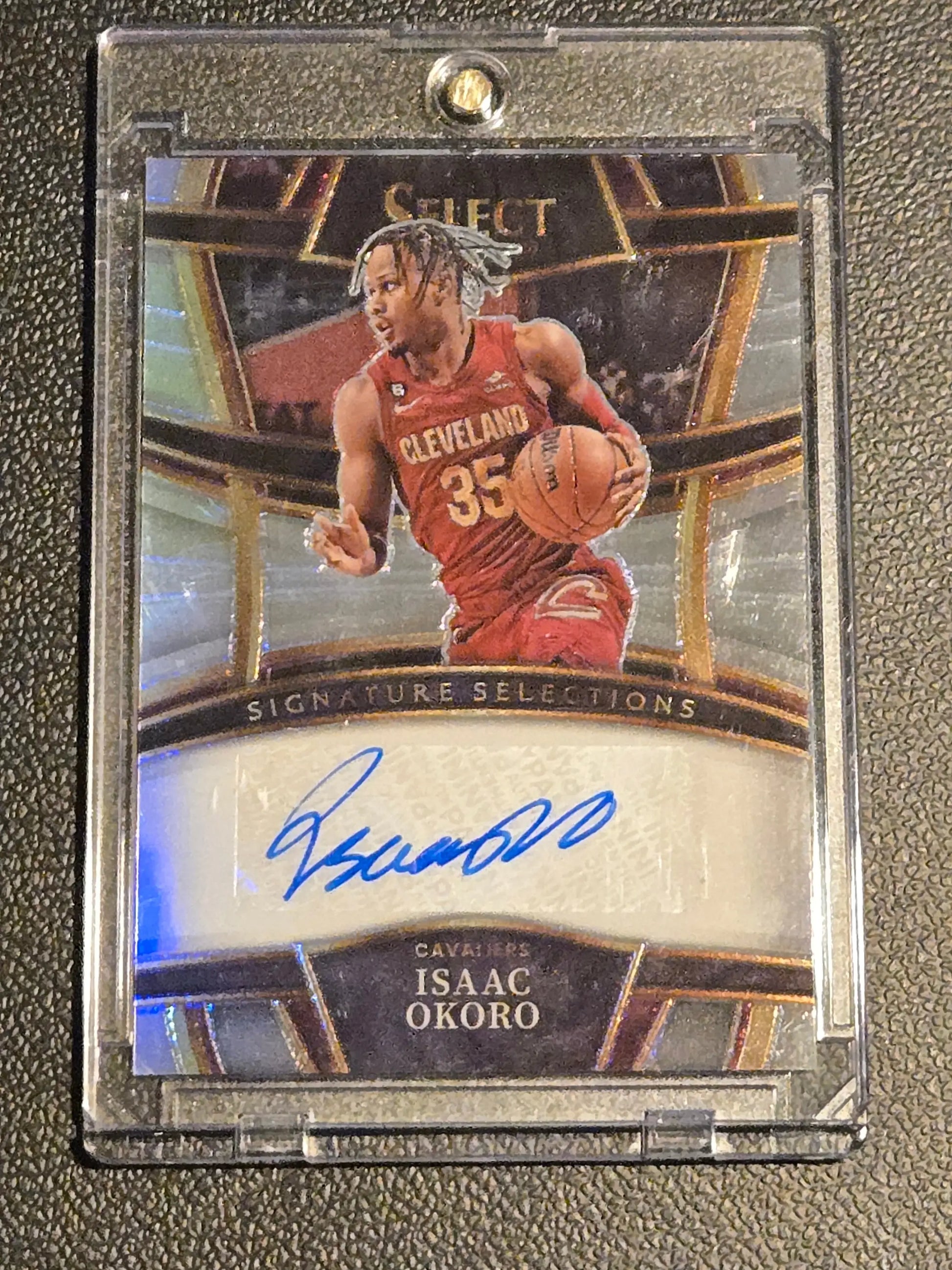 Autographed Isaac Okoro basketball trading card from Panini Select Signature Selections series