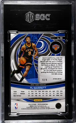 Spectra RJ Barrett basketball trading card featuring Asia Lucky Envelopes from Panini Spectra