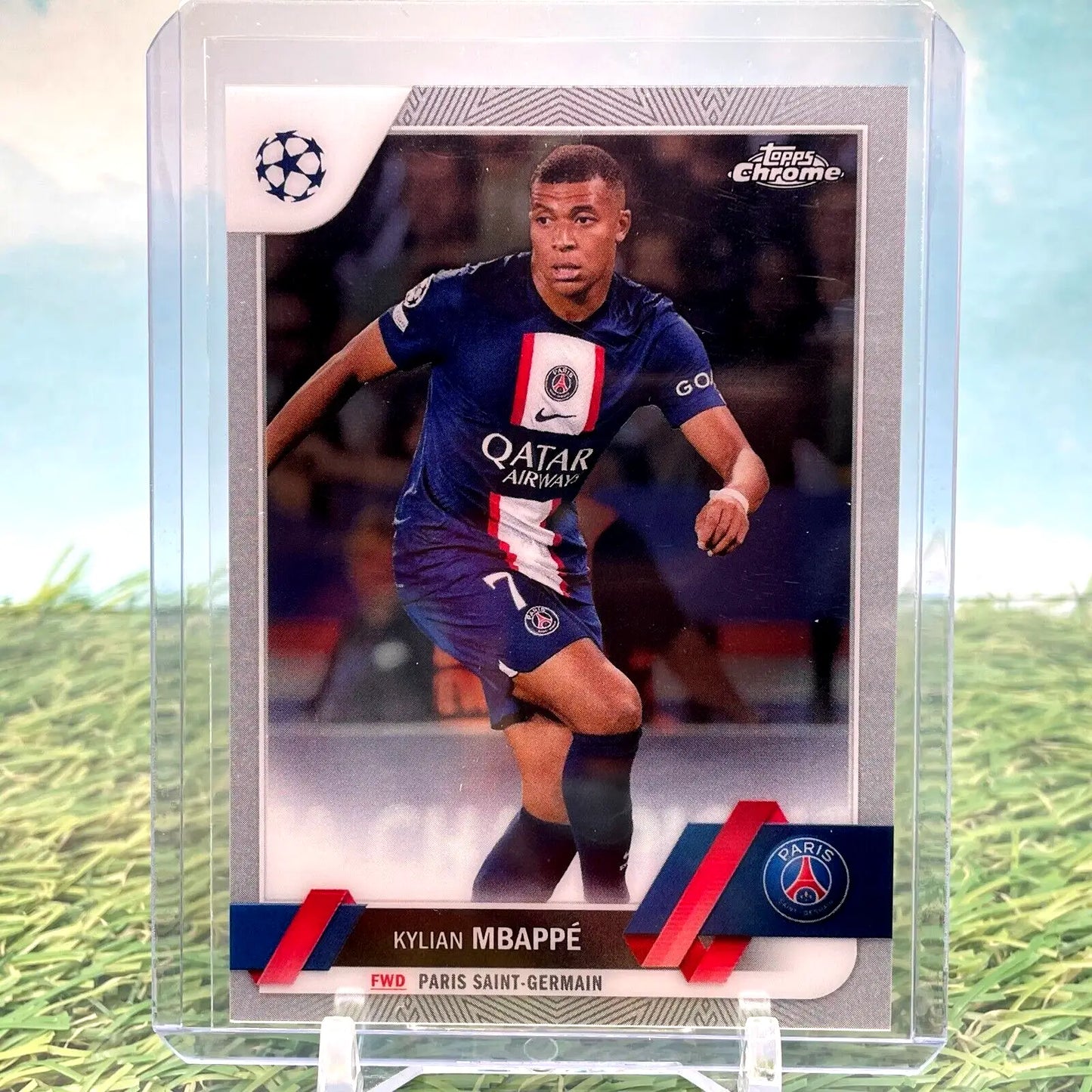 Kylian Mbappe soccer card from 2022-23 Topps Chrome UEFA Soccer collection