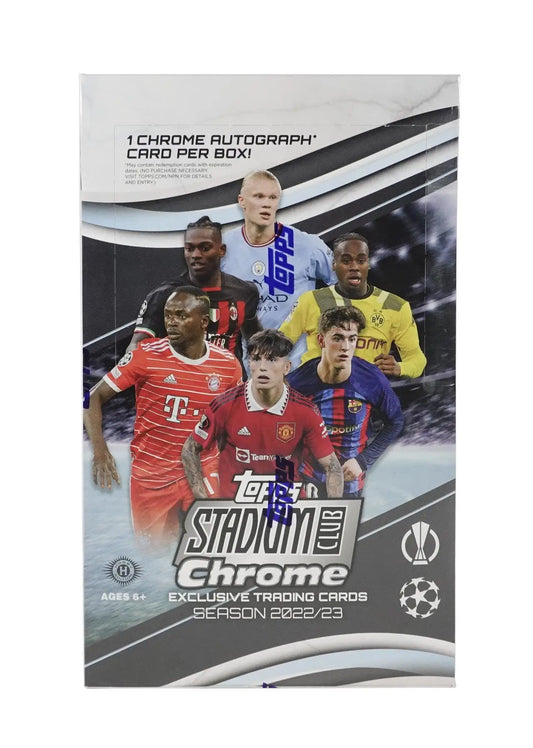 2022-23 Topps Stadium Club Chrome UEFA Soccer Hobby Box with wave prism and gold refractor parallels