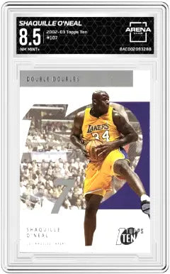 Graded Shaquille ONeal basketball card from 2022-23 Topps Ten Shaquille Arena Club