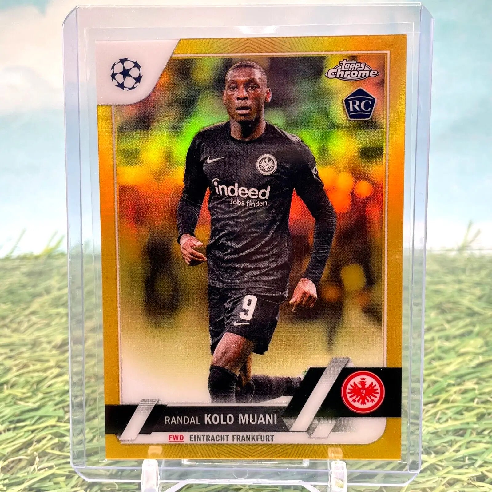 Randal Kolo Muani rookie card from 2022-23 Topps UEFA collection, limited gold /50