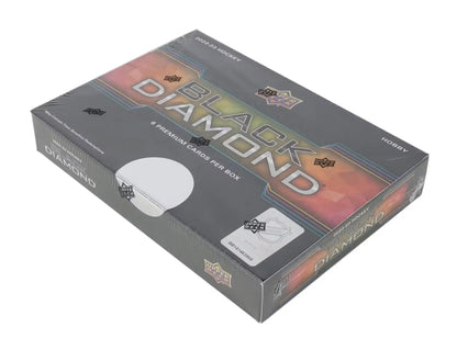 Black Diamond hockey card box from 2022-23 Upper Deck Black Diamond Hobby Box featuring diamond relics