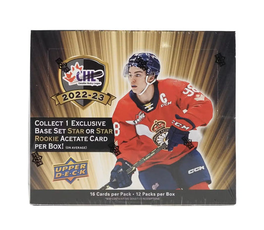 2022-23 Upper Deck CHL Hockey Hobby Box with base set star rookies and auto parallel
