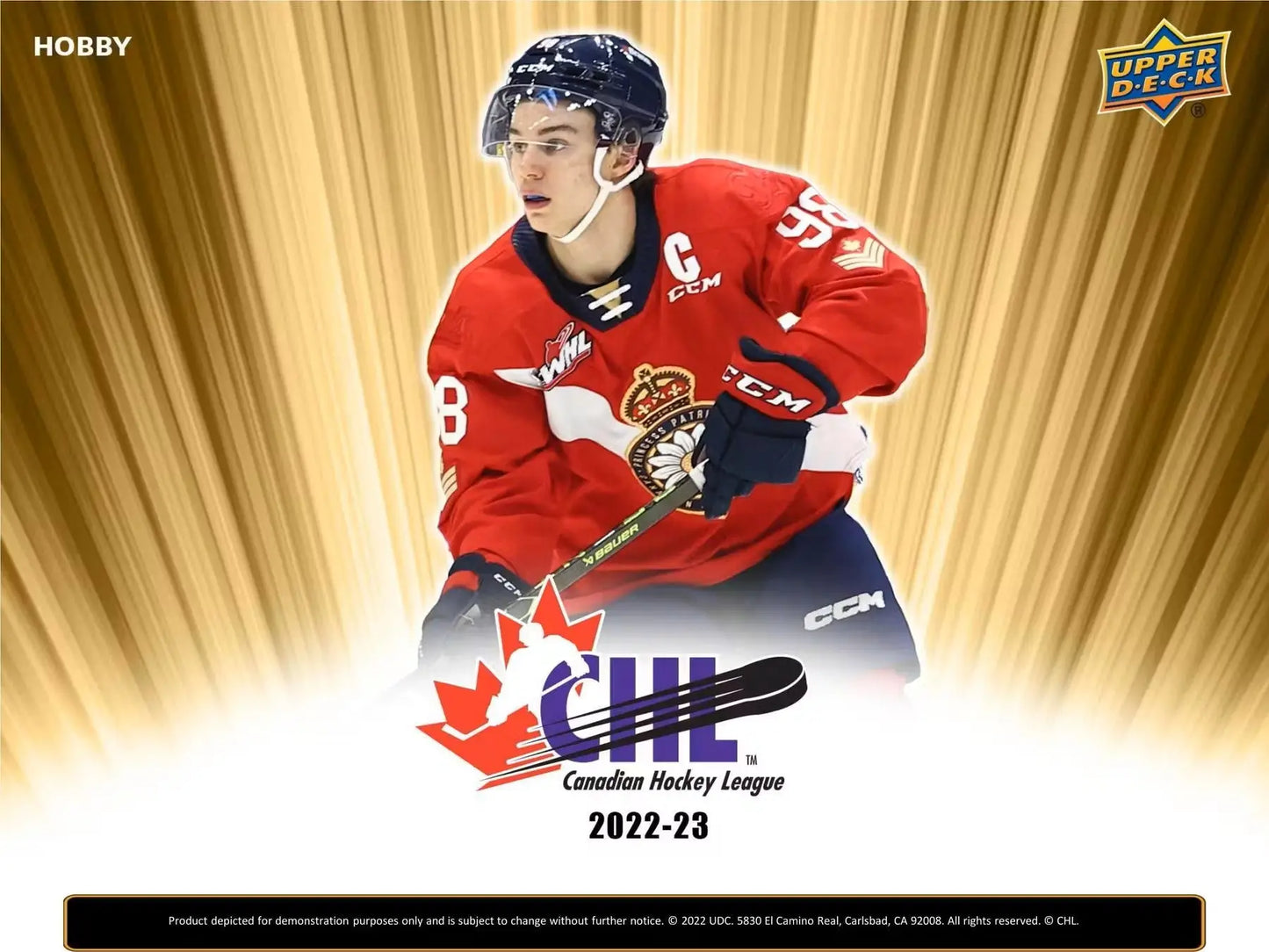 Hockey trading card from 2022-23 Upper Deck CHL Hobby Box featuring star rookies