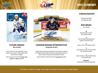 2022-23 Upper Deck CHL Hockey Hobby Box with base set star rookies and auto parallel