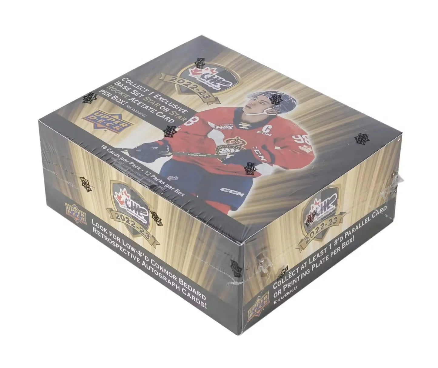 Sealed 2022-23 Upper Deck CHL hockey cards box with base set star rookies auto parallel