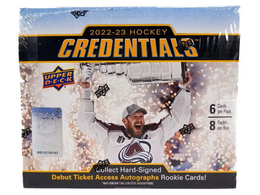 2022/23 Upper Deck Credentials Hockey Hobby Box with Ticket Access and Debut Ticket