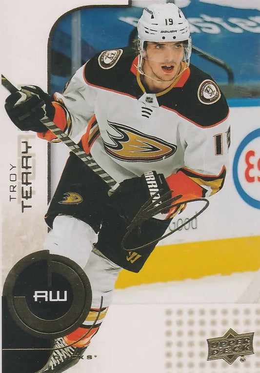Hockey player in Anaheim Ducks jersey number 19 from Upper Deck MVP 20th Anniversary