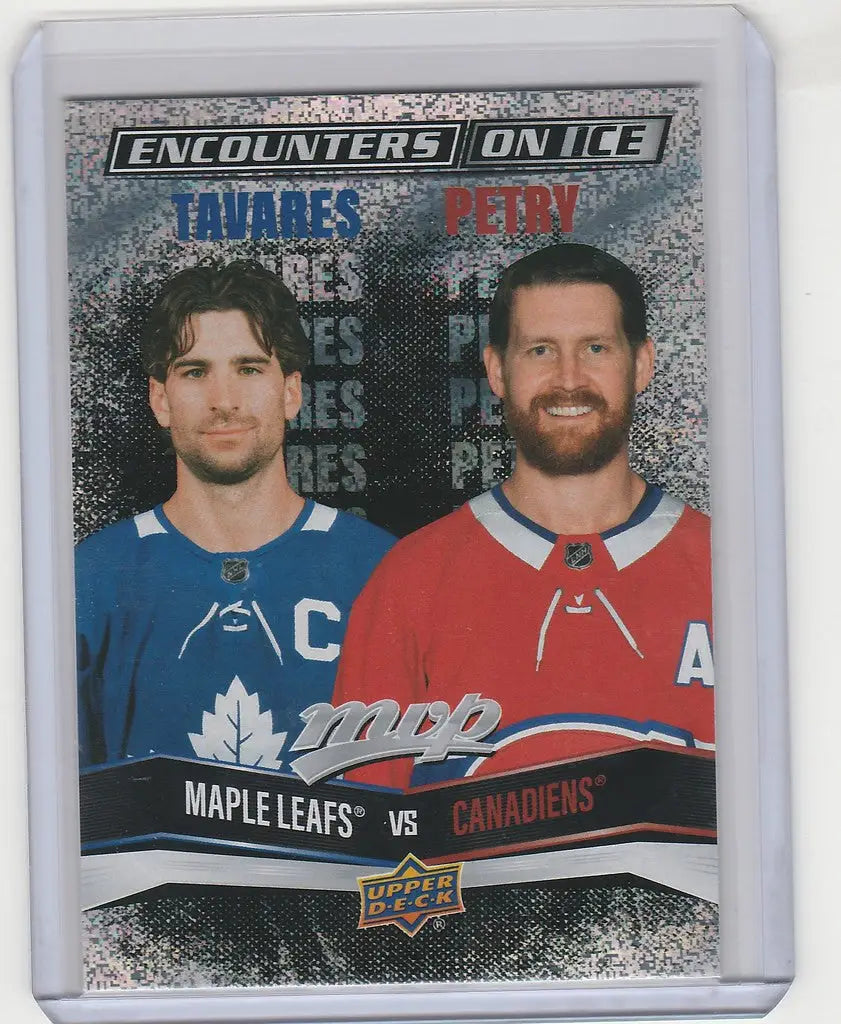 Hockey trading card featuring John Tavares and Jeff Petry from Upper Deck MVP series