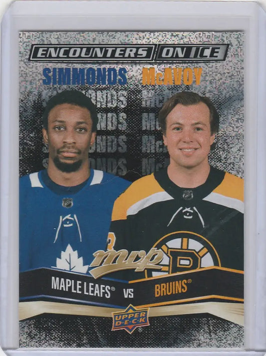 Hockey trading card of Maple Leafs and Bruins players from Upper Deck MVP Gold Encounters