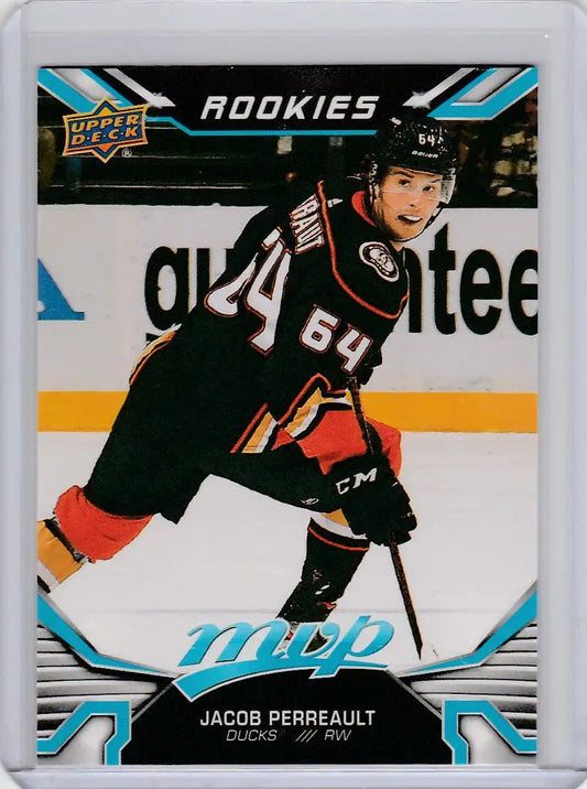 Hockey trading card of Jacob Perreault, Anaheim Ducks, from Upper Deck MVP collection