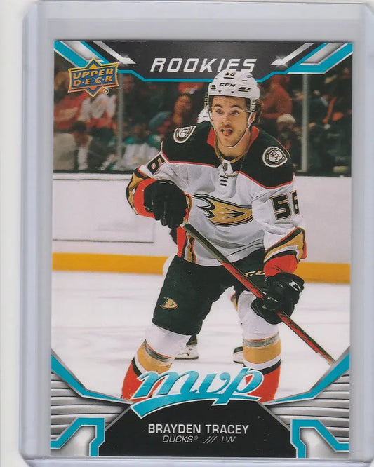 Hockey trading card of Brayden Tracey Anaheim Ducks in Upper Deck MVP Rookie SP #226