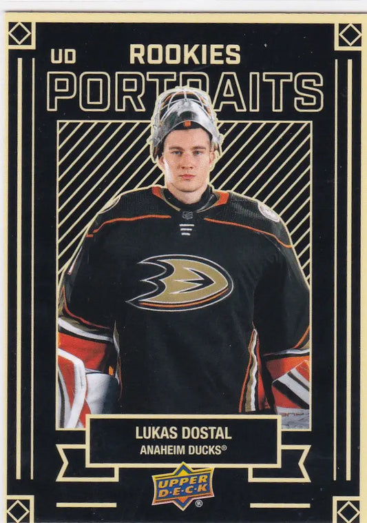 Lukas Dostal Rookie Portrait trading card from Anaheim Ducks 2022-23 Upper Deck