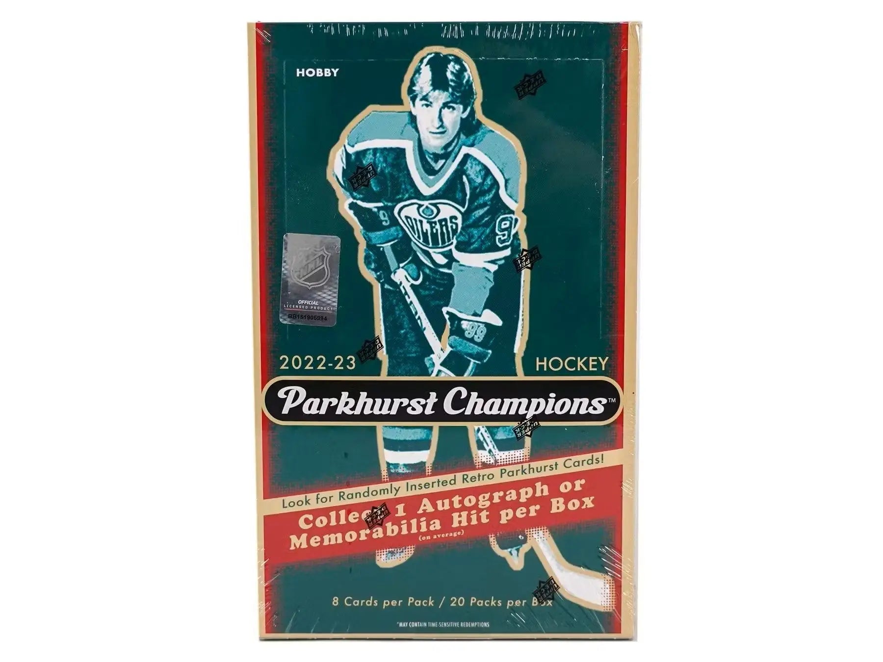 2022-23 Upper Deck Parkhurst Champions Hockey Hobby Box featuring base set auto parallel cards