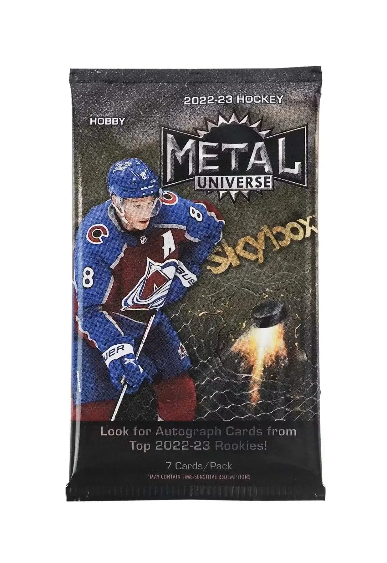 2022-23 Metal Universe Hockey card pack from Upper Deck Skybox Hobby Box featuring base set and auto parallel
