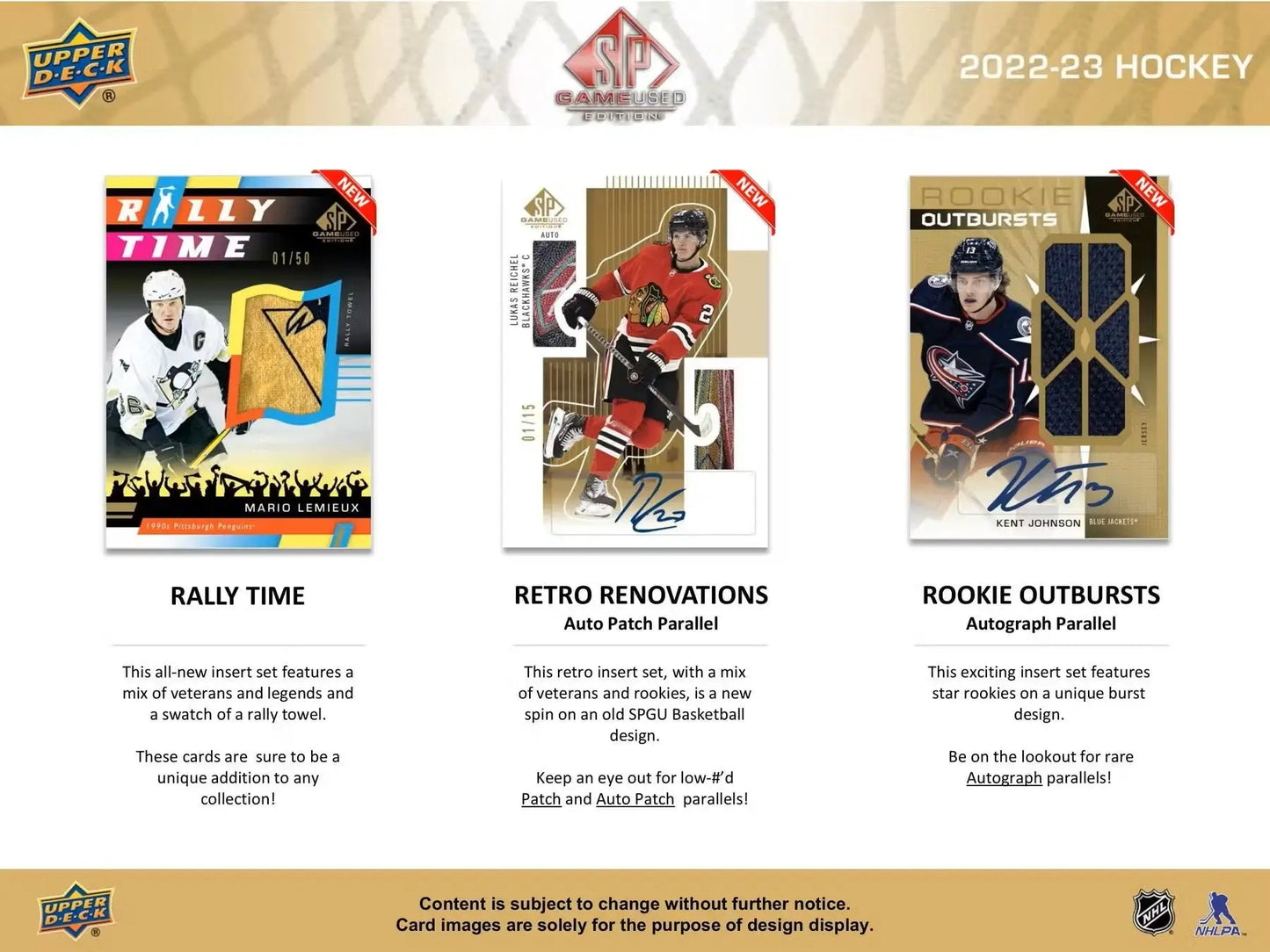 Hockey card collection featuring base set and auto parallel from 2022-23 Upper Deck SP Game Used NHL All-Star series